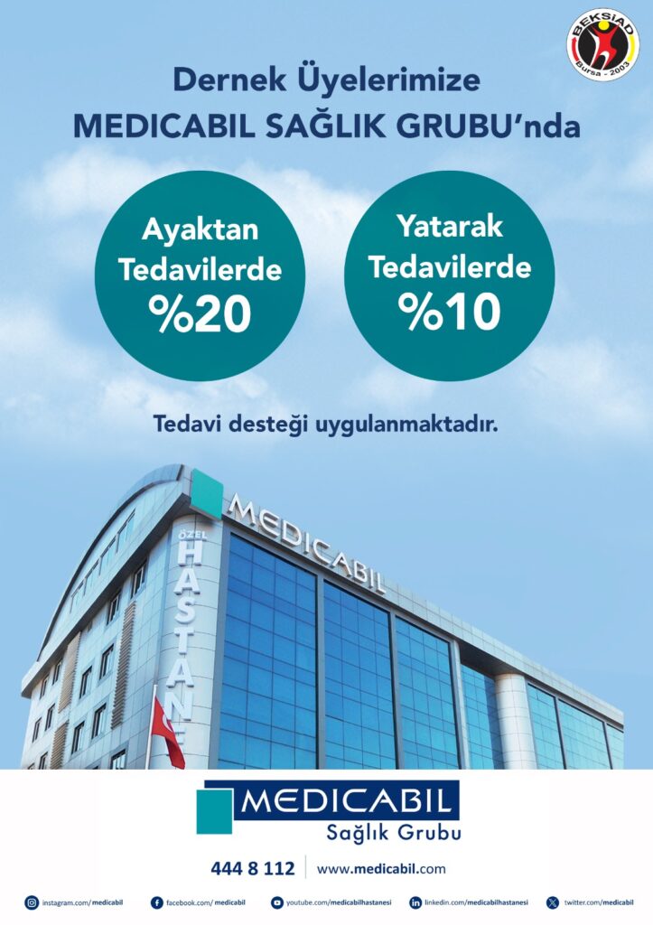 BEKSİAD üyelerine Medicabil Sağlık Grubu’nda ayakta ve yatarak tedavilerde özel indirimler sağlanmaktadır.